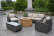 6-Piece Gray Wicker Patio Seating Sofa Set with Firepit Table