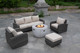 6-Piece Gray Wicker Patio Seating Sofa Set with Firepit Table