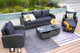 5 Seats Patio Conversation Sofa Set Black Wicker with Original Cushion Covers