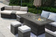 Patio Gray Rattan Wicker Rectangular Firepit with Ice Table Set