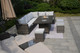 Patio Gray Rattan Wicker Rectangular Firepit with Ice Table Set