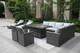 Patio Gray Rattan Firepit&Ice Table and Foldable Chairs Dining Set