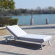 Patio Outdoor Metal Chaise Lounge with Two Side Table in White