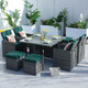 4 Seats Square Outdoor Patio Dining Set PAD-3233B  with Green Cushion Covers