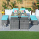 4 Seats Square Outdoor Patio Dining Set PAD-3233B  with Cyan Cushion Covers