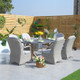 Outdoor Dining Set Aluminum Table with 6 Rattan Chairs in Gray