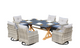 Patio Dining Table Set Aluminum Table with 6 Swivel Chairs in Gray