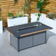 Aluminum  Patio Gray Fire Pit Dining Set with Modern Gray Cushions