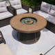 Brown Aluminum Round Propane Fire Pit Table