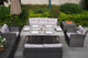 Outdoor Patio Furniture Set with Rectangular Fire Pit Aluminum Tabletop Gray