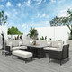 Direct Wicker 9-Pieces Patio Garden Aluminum Seating Set with Corner Sofa and Armchair