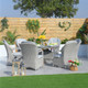 Direct Wicker Patio Wicker Dining Set with Round Table and Semi-circular Rattan Chairs