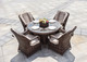 Direct Wicker 5-Piece Patio Rattan Dining Set with Round Table