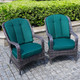 2 Pieces of Patio Chairs Outdoor Rattan Chairs PAC-009 Brown Wicker with Green Covers