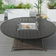 8 Seats Round Fire Pit Set with Aluminium Tabletop & Rattan Chairs 