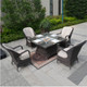 4 Seats Square Fire Pit Set in Brown 