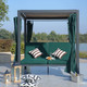 2-Person Outdoor Patio Wicker Sunbed Daybed with Green Curtain and Covers