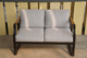 Outdoor Black Iron Conversational Sofa Set with Gray Cushions and Drink Cooler