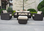 Direct Wicker Brown Rattan Conversation Set with Cushions and Chairs