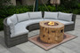  Direct Wicker Patio Half Moon Gray Wicker Sectional Sofa Set with Round Grain Firepit