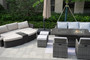 Direct Wicker Patio Gray Rattan Wicker Conversational Set with Rectangle Firepit & Ice Table, Foldable Dining Chairs and Ottomans(Patio Set Options)