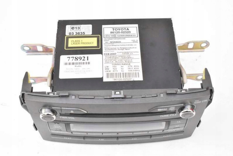 RADIO CD RDS WMA MP3 86120-02520 TOYOTA AURIS 1 I 06-09