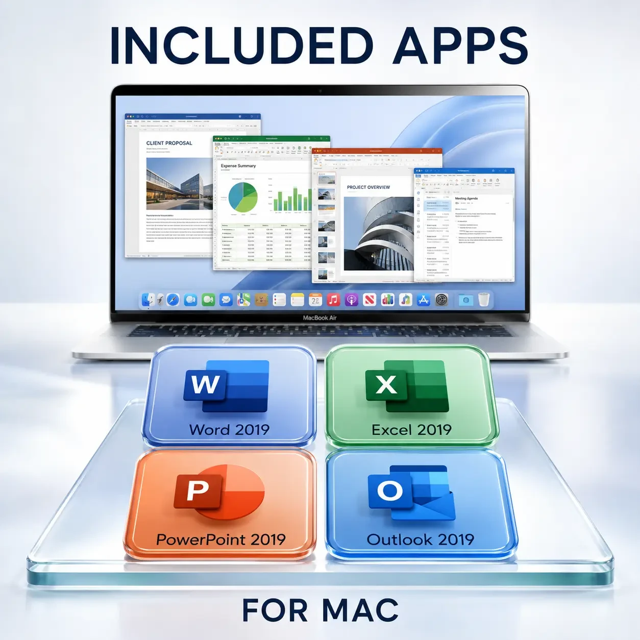 Word 2019, Excel 2019, PowerPoint 2019 and Outlook 2019 included for Mac