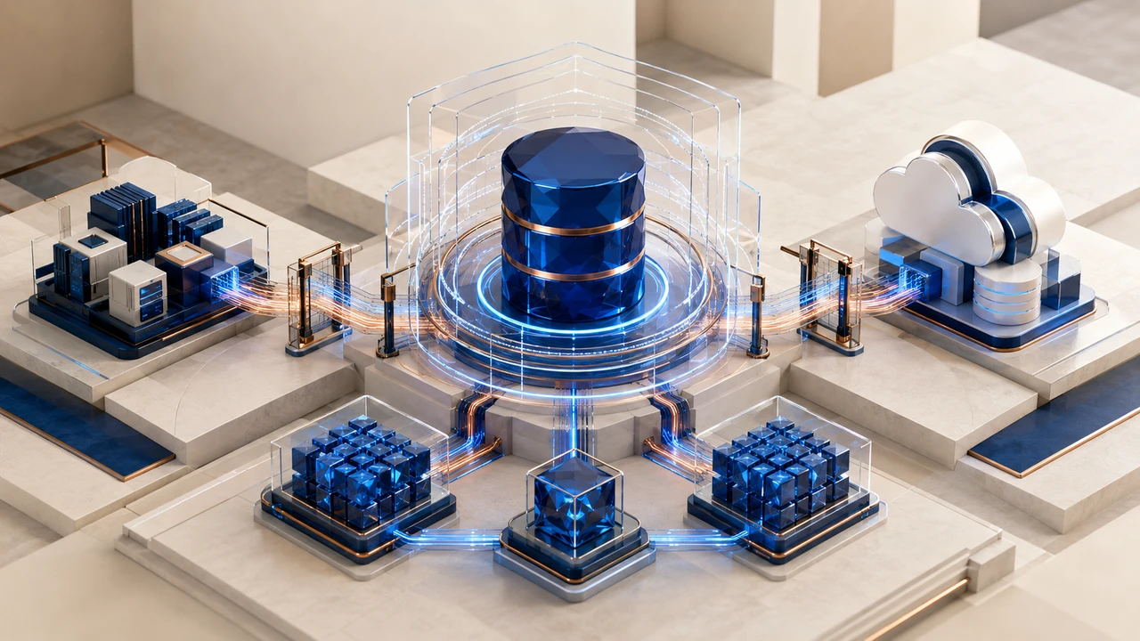 Secure database platform linking analytics, protected access and backup services