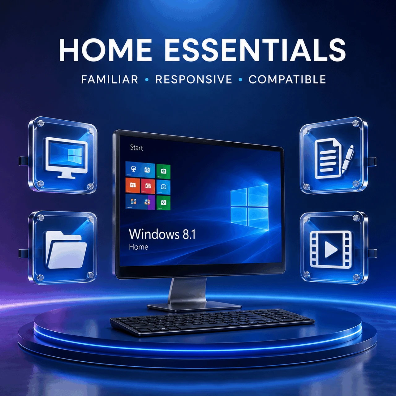 Windows 8.1 Home features for familiar desktop, files, productivity and multimedia