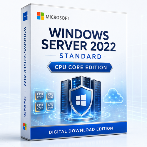Microsoft Windows Server 2022 Standard CPU Core Edition digital download 3D product box
