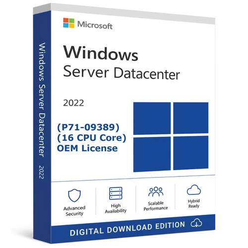 Microsoft Windows Server 2022 Datacenter 16-core OEM licence product image