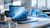 Windows 10 Professional security concept with an encrypted business laptop and protective shield