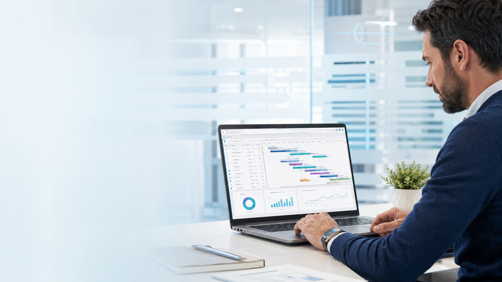 Microsoft Project Standard 2024 project scheduling workspace on a laptop