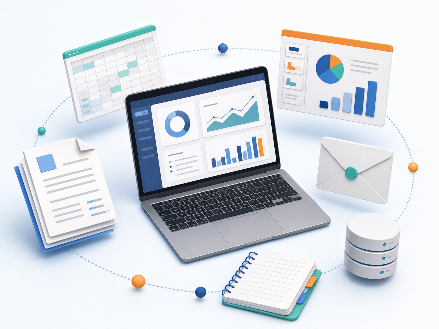 Productivity suite with documents, spreadsheet, presentation, email and database tools