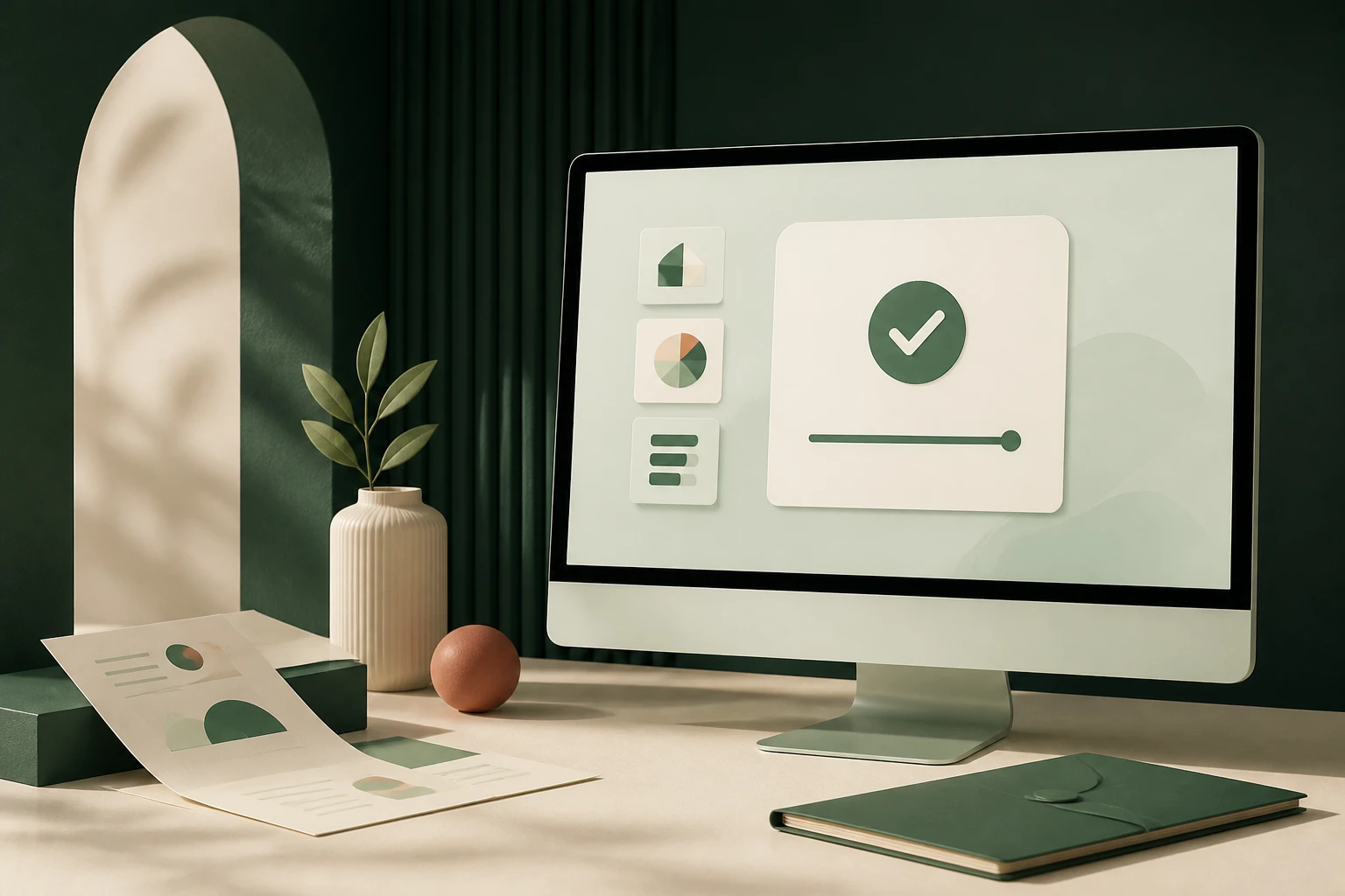 A calm desktop workspace showing a completed software setup