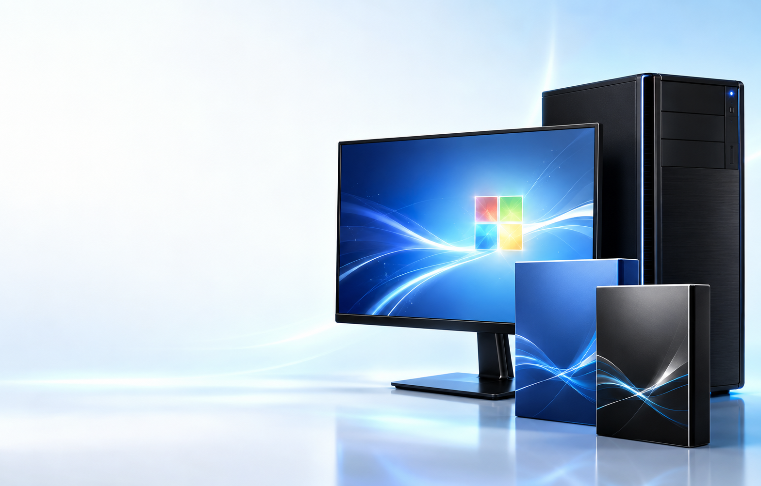 Windows 7 compatible workstation and software boxes