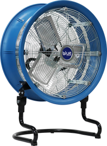 Blue 1800 floor fan, Heavy-duty residential floor fan, Angled view Blue 1800 floor fan, Heavy-duty residential floor fan, Angled view