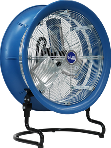 Blue 2200 floor fan , Heavy-duty residential floor fan, Angled view
