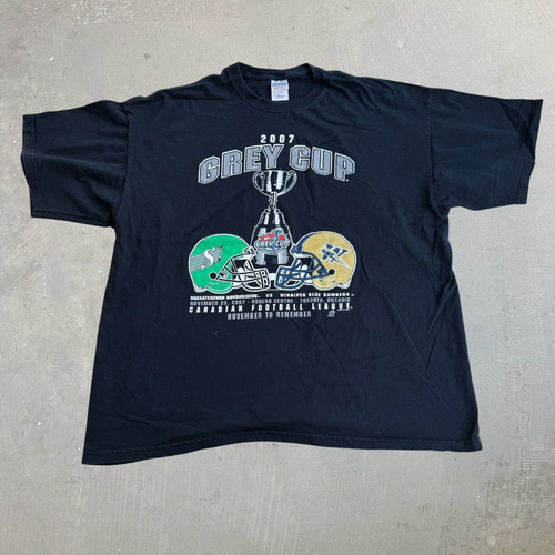 Vintage '04 CFL Grey Cup Saskatchewan Rough Riders Vs Winnipeg Blue Bombers Graphic Tee - 2XL