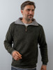 Mens Half Zip Irish Wool Sweater - Green Marl