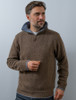 Mens Half Zip Irish Wool Sweater - Nutmeg