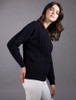 Women's Merino Aran Sweater - Navy