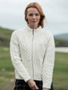 Women's Handknit Cropped Patchwork Cardigan - Winter White