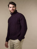 Mens Wool Turtleneck Sweater - Damson