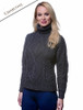 Aran Cable Merino Turtleneck Sweater - Charcoal