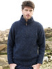 Donegal Tweed Half Zip Sweater - Denim