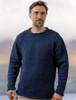 Roll Neck Sweater - Fisherman Sweater - Navy