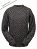 Mens Handknit Honeycomb Stitch Sweater - Charcoal