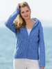 Women's Merino Wool Cable Knit Hoodie - Sky Blue