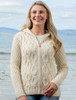 Women's Merino Wool Cable Knit Hoodie - White